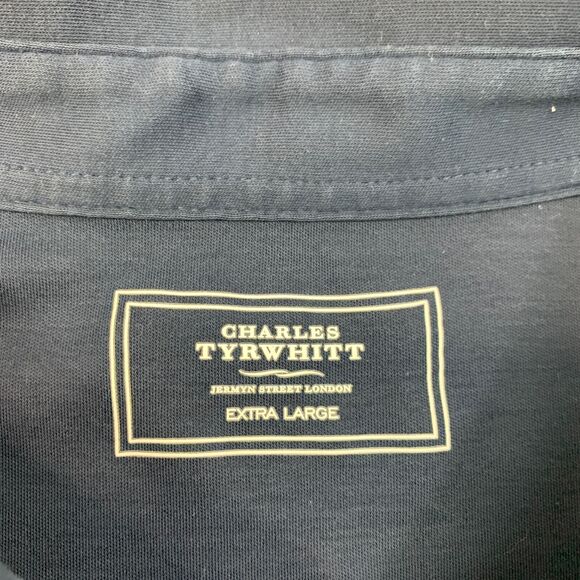 Charles Tyrwhitt Shirt Mens XL Extra Large Navy Polo Collared 3 Button Placket - Picture 5 of 11